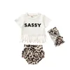 Одежда для одежды малышей девочка кисточка Топ шорты младенческие футболки брюки рубашки Headscarf 3 шт / комплект YL552