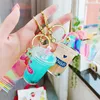 Creative Unisex Key Chain Popsicle Glitter Quicksand Keychain Liquid Floating Soft Drink Keyring for women Backpack Pendant Gift G1019