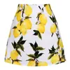 Vit citrontryck bomull kjol ss0008 hög midja plus storlek vintage kvinnor mini jupe femme 2021 kvinnliga sommar kjolar