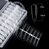 120/240PCS Clear False Nails Tips 7 Styles Ultra Thin Full Cover Ballerina French Style Acrylic Artificial Tip for Nail Art Salons and Home DIY