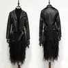 Women Black Faux Leather Jackets Autumn Winter Zipper Basic Coat With Blet Biker PU Jacket 210423