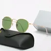 Classic Round Sunglasses Brand Designer UV400 Eyewear Metal Gold Frame Sun Glasses Men Women Mirror Sunglasses Polaroid glass Lens With Box