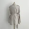 Classic Trench Coat Women Elegant OL Overcoat Autumn Loose Office Lady Soid Casual Thin Windbreaker with Belt 210421