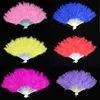 Folding Feather Fan Party Decoration Hand Held Vintage Chinese Style Dance Wedding Craft Downy-fan Feathers Foldable Dancing Fans T9I001472