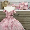 Princess Pink Ball Gown Quinceanera Dress Off Shoulder 3D Flowers Vestidos de 15 años 2021 Prom Dresses for Girl Party