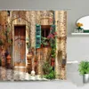 Wodoodporna prysznic Zestaw Kurtyny Kwiaty Arch Most Krajobraz Home Decor Łazienka Kurtyna Poliester Tkanina Tło Wall Decor 210609