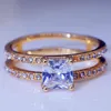 14 K Gold color Moissanite Crown Anillos Bague Rings Diamante Bizuteria White Topaz Ring for Women