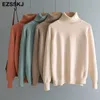 Jesień Zima Damska Turtleneck Loose Ciepłe Swetry Jumper Z Długim Rękawem Grube Sweter Oversize Female 210805