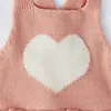 0-2yrs lente herfst baby meisjes rompertjes kleding liefhebbende hart gebreide baby mouwloze bodysuit 210429