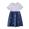 2021 Girls Summer Dress Rainbow Dresses Sukienki Children Clothes Girl Sukienka Robe Vetement Fille Stripped Cotton Vestido Ropa Q0716