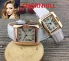 Casual Women Men Men Square Roman Dial Watches Fashion Dress Słynny designerski skórzany pasek kwarcowy Prezent Prezent2230