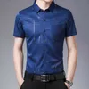 Marca casual verão luxo bronz impressão de manga curta slim fit mass camisa de streetwear vestido social camisa de moda masculina 210701