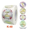 4 Designs 1.5inch Flower Gold Foil Adhesive Stickers 500pcsd/roll Chocolate Package Sealing Sticker Label with High Quality