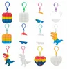 Gunsten sleutelhanger Simple Dimple Mini Key Ring Trinket Keyring Silicone Fidget Toy Dinosaur Mouse Bear Animal Key Pendant C0623X02