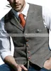 Men's Vests Brown Casual Gentleman Army Green Vest Plaid Soft Wool Jacket Tweed Business Waistcoat For Man Wedding Party