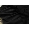 여성 스프링 활주로 디자이너 블랙 투명 메쉬 레이스 드레스 파티 페스타 캐스케이드 프릴 계층 케이크 유명인 Vestidos 210601