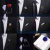 Pins, Brooches Women Men Blue Rose Flower Gold Color Feather Pins Brooch Sweater Suit Coat Accessories For Party Wedding Gifts