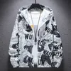 Männer Cartoon Druck Teenager Jacken Mode Hip Hop Zipper Pullover Windjacke Mäntel Designer Männlich Herbst Dünne Mit Kapuze Streetwear Oberbekleidung