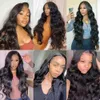 Body Wavy Spets Front Wig Soft Hair T Part Syntetiska pannbandspekor Black Prepluched Middle Parts With Baby Hairs Cosplay Bleach Kno7782639