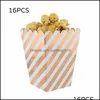 Presentevenemang Festive Home Gardengift Wrap 16pcs Mini Gold Sier Candy Popcorn Boxar Snack Containers Kids Party Treat Bags Wedding Movie Deco