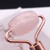 Rose Quartz Jade Roller Massager Lindra fina linjer Rynkor Kroppsmuskler Avkopplande Ansiktsskönhet Hudvård Verktyg