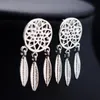 Silver Plated Dream Net Feather stud Earring Indian water drops tassel earring Dreamcatcher