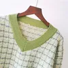 여성 Pullovers 겨울 스웨터와 가을 V 넥 격자 무늬 전체 슬리브 숙녀 패션 s 여성 풀오버 210427
