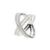 Çift Band Cz Criss Cross X Ring Düğün Nişan 925 Sterling Kadın Tam Parmak Mücevher Gümüş Gül Altın Color7089245