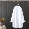 Talla grande Bordado de algodón Mujeres sueltas largas camisas blancas 2021 primavera otoño casual damas blusa blusa tops de gran tamaño mujeres blusas de las mujeres