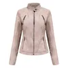 Women's Jackets 2021 Brand Designer Leather Women Short Slim Jacket Zipper Solid Long Sleeve PU Faux Outerwear Coat Womens Clothing