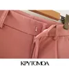 Vrouwen chique mode zijzakken rechte shorts vintage hoge taille rits vlieg vrouwelijke korte broek mujer 210416