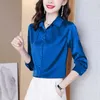 Blusas de seda de moda coreana para mujer, camisas de oficina para mujer, Tops de manga larga de satén para mujer y blusas de talla grande XXXL, Blusas Largas 210531