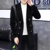 Mannen Blazers Winter Wollen Jas Double Breasted Casual Jurk Jassen Slim Fit Lange Pak Jassen Blazer Masculino 210527