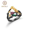 Кластерные кольца балета Gem Ballet 925 стерлингового серебра ручной работы Регулируемая выписка Ring Natural Rhodolite Gannet Цветочные бутоны для женщин