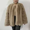 Faux fur jesień zima futro damskie ubrania wysokiej jakości płaszcz plus rozmiar zagęścić ciepłe długie płaszcze kobiet 211007