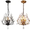 Crystal Chandelier Tree Branch Pendant Lamps Vintage K9 Crystals Chandeliers Iron Chandeliery Modern Living Tak Ljus belysningsarmatur