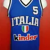 Nikivip # 5 Gianluca Basile # 5 Team Italia Italie Italiano Retro Basketball Jersey Hommes Cousu Personnalisé Tout Numéro Nom Maillots