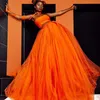 Trend Orange Puffy Split Long Women Tulle kjol Lush Mesh Ball Gowns Elastic HighwaInted to Party Wedding Faldas kjolar2533359