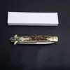 Coltello grande ACK 24.2CM Bill DeShivs Leverletto Lama orizzontale D2 Manico classico in corno Coltelli pieghevoli tascabili a singola azione