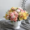 Decorative Flowers & Wreaths 2021 32 Cm Rose Pink Silk Bouquet Peony Fake Flower 5 Big Head Bride Wedding Home Decoration DIY Artifact