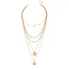 Цепочка подвесной ожерелье для женщин многослойное геометрическое золотое золотое сплав.