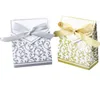 Scatole per caramelle per matrimonio romantico Nastro in argento dorato Regalo per feste Sacchetti di carta Design per biscotti Sacchetti avvolgenti Nuovo