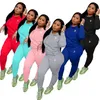 2022 Antumn and Winter Women's Tracksuits Sets Sets Pants Outfits Quality Cotton Fandage Solid Color Slim Fit Two-Piece Set n98ik＃