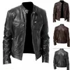 Mannen Casual Motorfiets Pilot Lederen Jassen Jas Herfst Mode Slim-Fit Stand-Up Kraag PU Jas Winddicht 211126