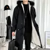 Winter Men's Long Trench Coats Snow Jacket Fashion Windbreaker Plush Overcoat Hooded Parkas Cotton-padded Clothes M-5XL 210524