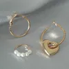 Baumeln Kronleuchter 3 Teile/satz Trendy Simulierte Perle Herz Ohrringe Für Frauen Weibliche Gold Geometrische Runde Hoop Ohrringe Party Schmuck Geschenke