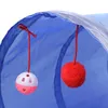 Cat Toys Red Cats Interactive Tunnel Collapsible 2 Holes Rattle Ball And Bell Kitten Toy Pet Product Caves For Pets Supplies