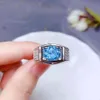 Kobiety Mężczyźni Dostępne Klasyczny Głęboki Blue Topaz Pierścionek z biżuterią Natural Gem 925 Srebro Silver Ing