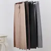 Pantalon Femme Capris Femme Hiver Cachemire Épais Jambes Larges Cheville Tricoté Taille Haute Chic Chaud Côtelé Tricot Décontracté Automne