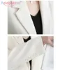 Aelegantmis vit casual blazer jacka kvinnor höst kontor dam svart blazers kvinnliga arbete kostym kappa damer slank ytterkläder 210607
